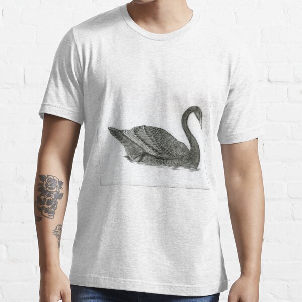 Realistic Black Swan Drawing Art -- Goose Graphite Pencil Essential T-Shirt