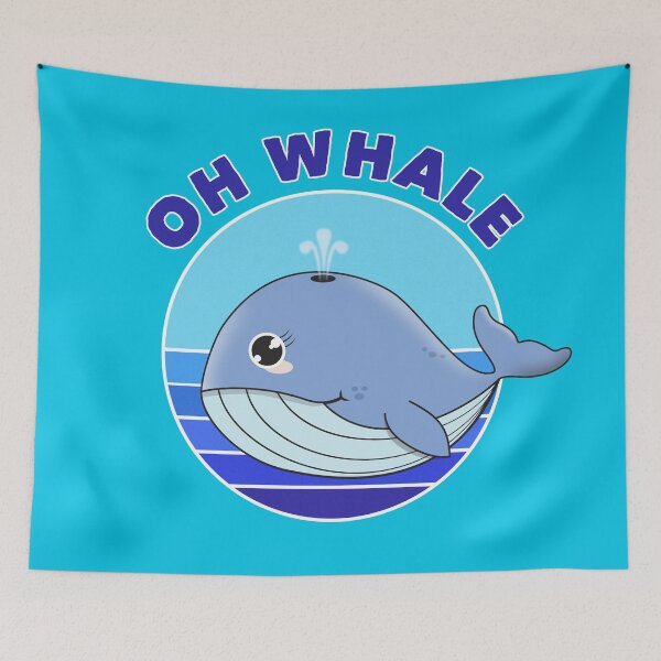 Artikelvorschau, "Oh, Wal ..." Kawaii Blue Whale entworfen und verkauft von Happy Puppy Print On Demand.