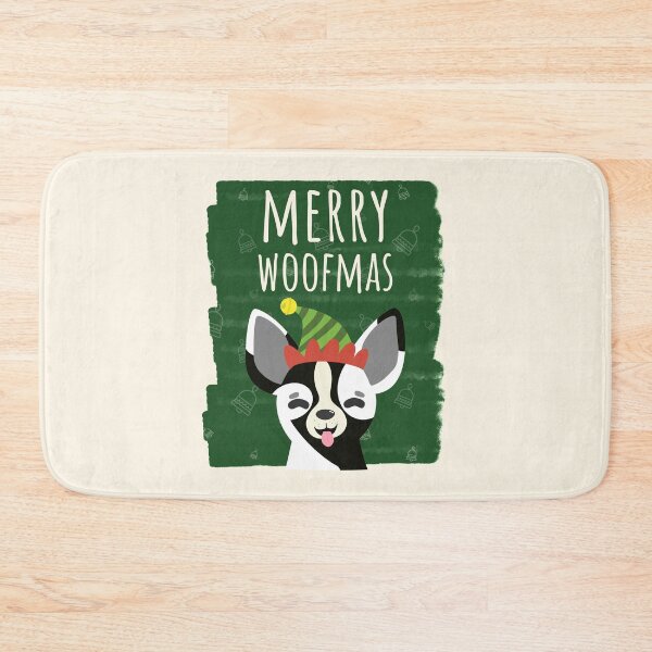 Item preview, Merry Woofmas Christmas Festive Elf Hat Black White Chihuahua designed and sold by Sunny Collections.