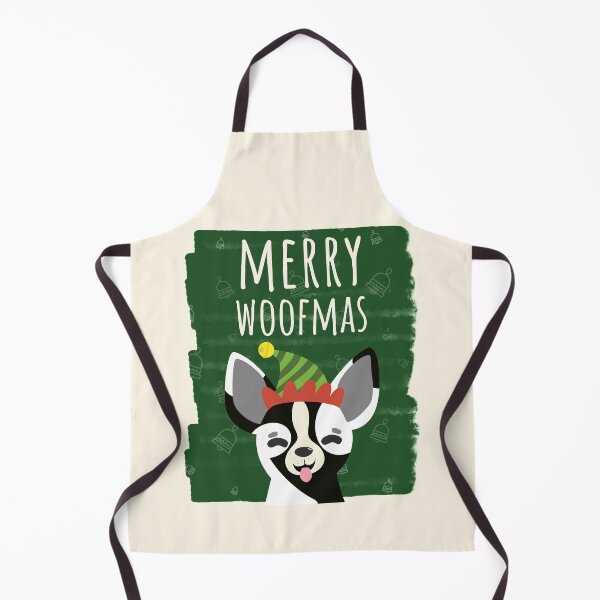 Item preview, Merry Woofmas Christmas Festive Elf Hat Black White Chihuahua designed and sold by Sunny Collections.