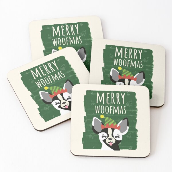 Item preview, Merry Woofmas Christmas Festive Elf Hat Black White Chihuahua designed and sold by Sunny Collections.