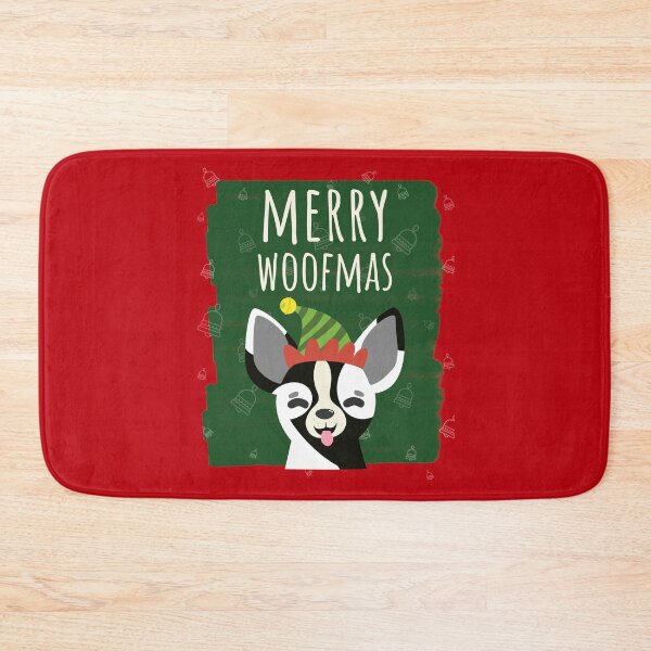 Item preview, Merry Woofmas Christmas Festive Elf Hat Black White Chihuahua Red designed and sold by Sunny Collections.