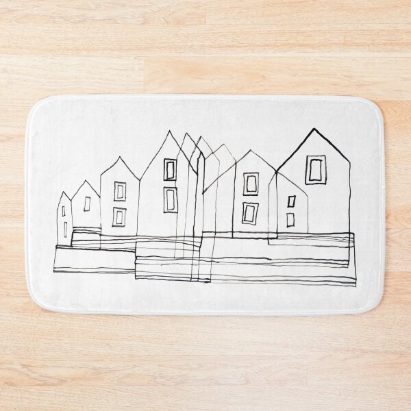 Item preview, Group Houses Drawing - Black and White designed and sold by Istvan Ocztos.