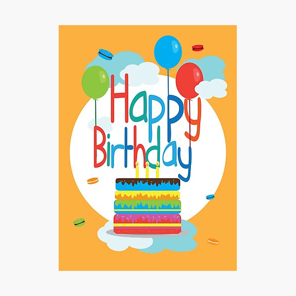 Item preview, Happy Birthday Cake and Balloons designed and sold by MyArt-29.