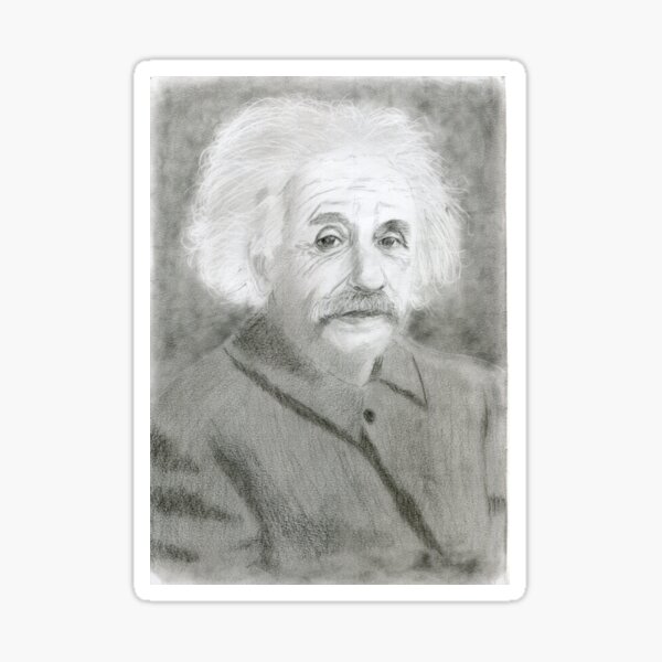 Realistic Albert Einstein Drawing Art -- Einstein Graphite Pencil Sticker