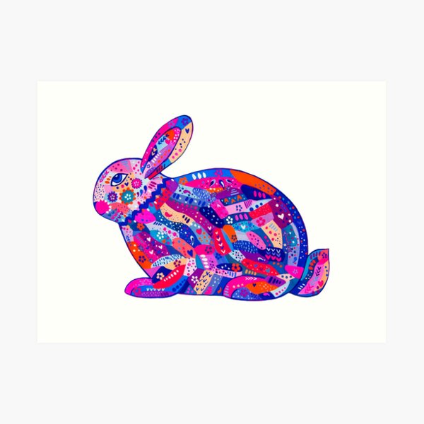 rabbit bunny hare cute baby mosaic acrylic cartoon Art Print