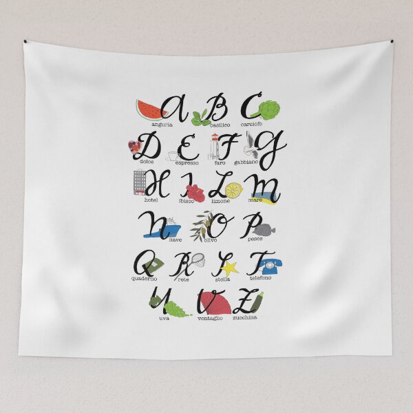 Item preview, Italian Illustrated Alphabet Print designed and sold by ItalianPerTutti.