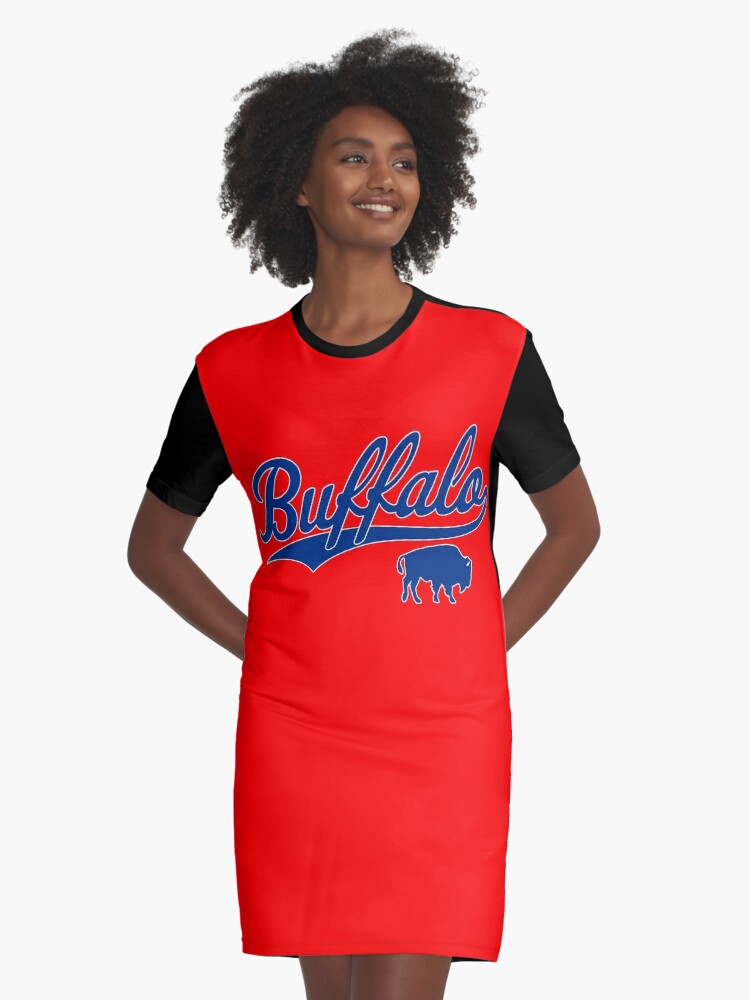 Buffalo Bills Women's V-neck Dress Casual Short Sleeve Dress with Pockets  Gift