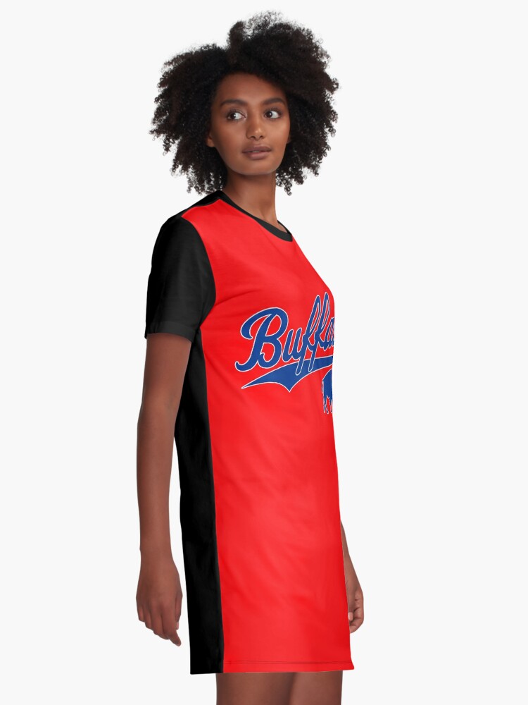 Buffalo Bills Womens T-shirt Dress Short Sleeve Dress V Neck Loose