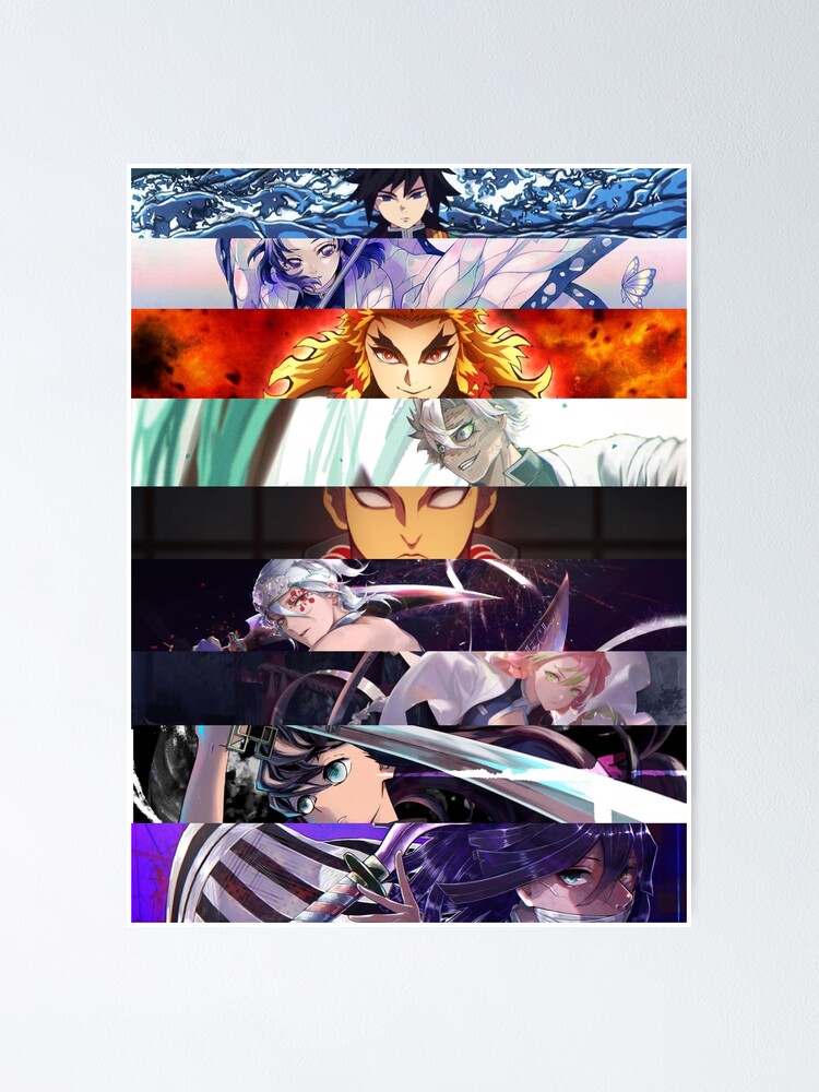 The 9 Pillars Demon Slayer Poster By Kirito San Redbubble
