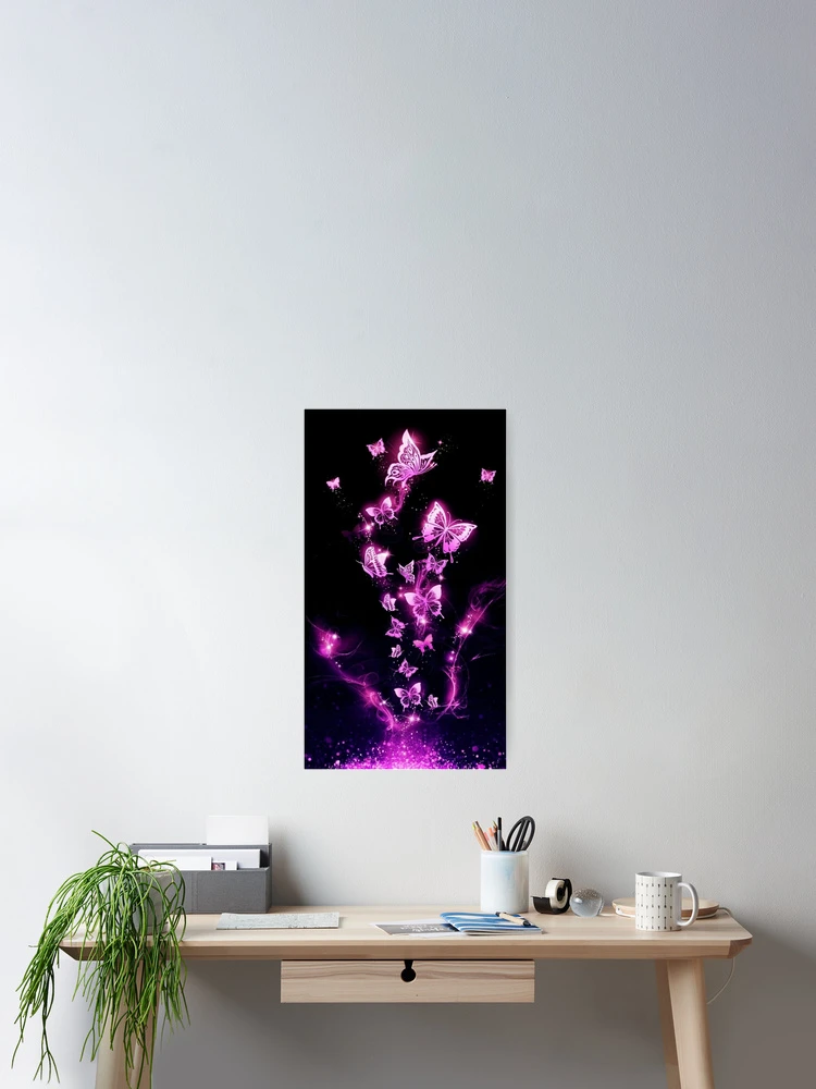 Thumbnail 2 of 3, Poster, Neon Butterflies designed and sold by ReesDesigns.