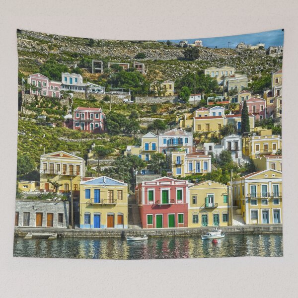 Item preview, Colorful world of houses on Symi designed and sold by ARTmanhART.