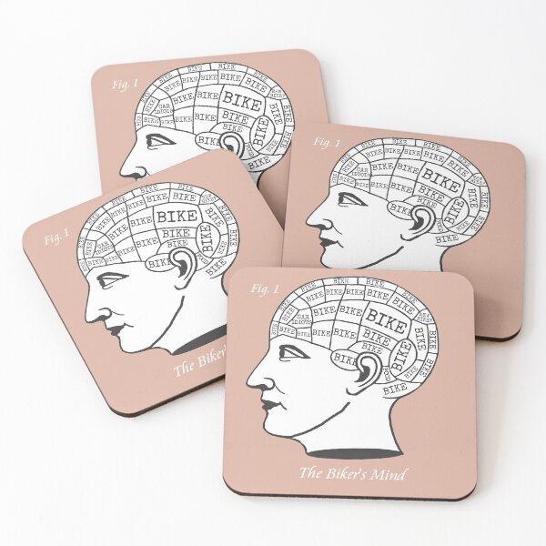 Item preview, The Biker's Mind Phrenology Motorbike Motorcycle Bike designed and sold by WibbleDesign.