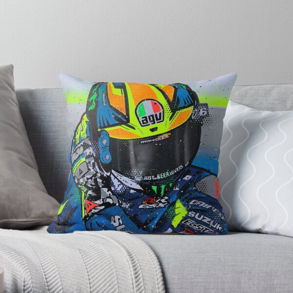 Joan Mir - MotoGP graffiti painting by DRAutoArt Throw Pillow