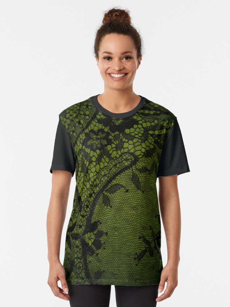Alternate view of Beautiful Black Gothic Lace texture Graphic T-Shirt