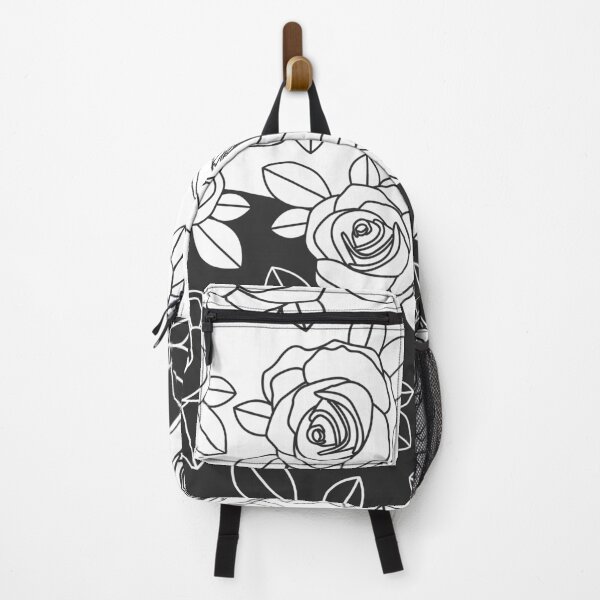 Item preview, Minimalist Floral Line Art Pattern | Roses with Leaves | Duotone Dark Gray & White designed and sold by ukoko.