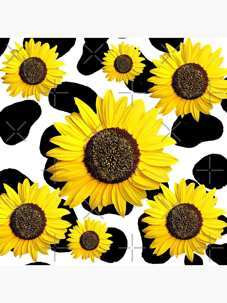 Brown cow print with sunflowers seamless Vector Image