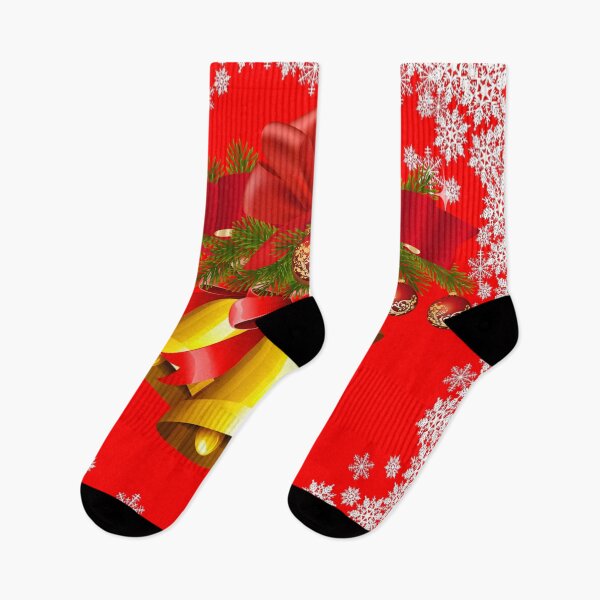 Item preview, RED CHRISTMAS GOLD BELLS  & SNOWFLAKES DECORATION ART designed and sold by sharlesart.