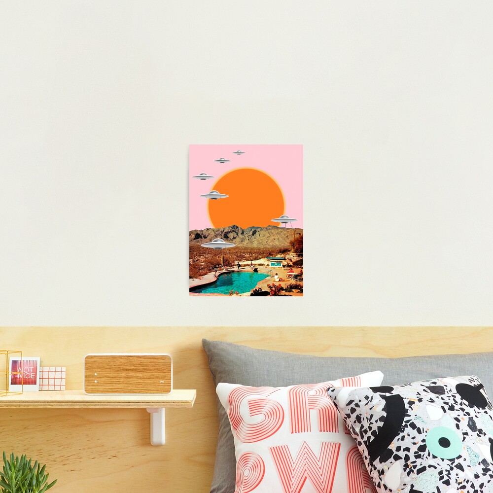 They've arrived! UFOs landing in the desert Photographic Print