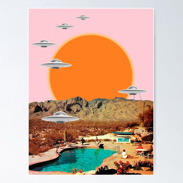 They've arrived! UFOs landing in the desert Poster