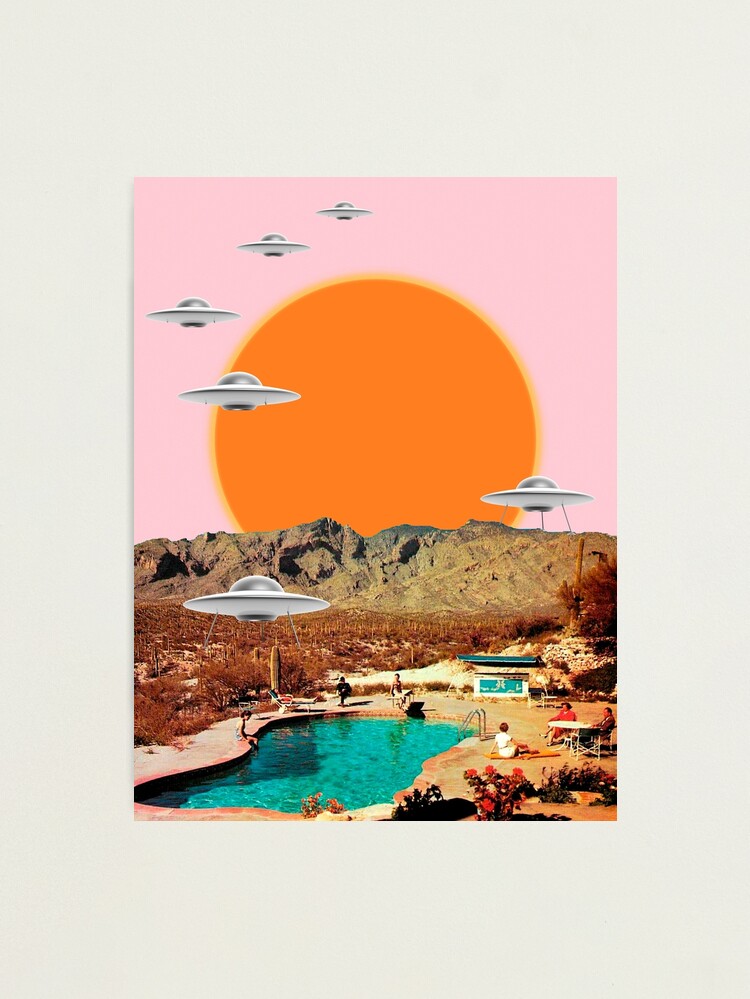 Alternate view of They've arrived! UFOs landing in the desert Photographic Print