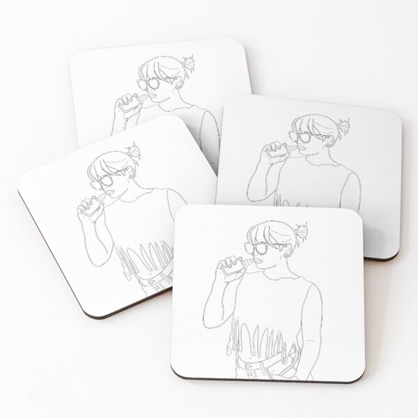 Item preview, Fashionable girl in glasses smoking vape. Line art.	 designed and sold by Eshka.