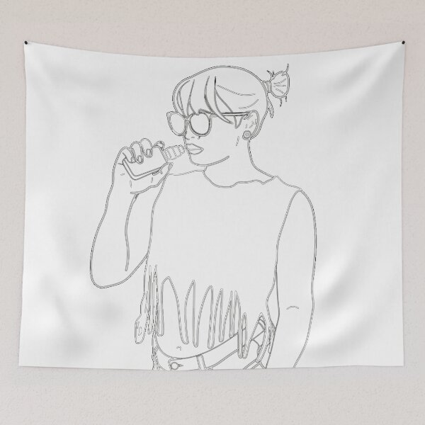 Item preview, Fashionable girl in glasses smoking vape. Line art.	 designed and sold by Eshka.