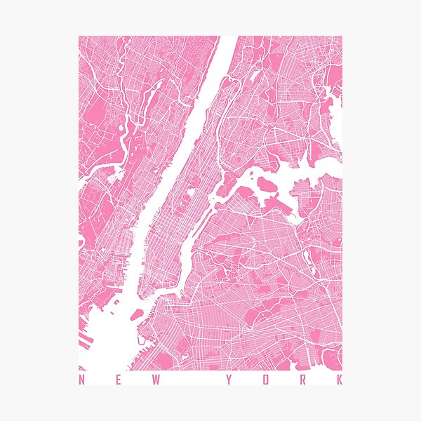 New York map pink Photographic Print