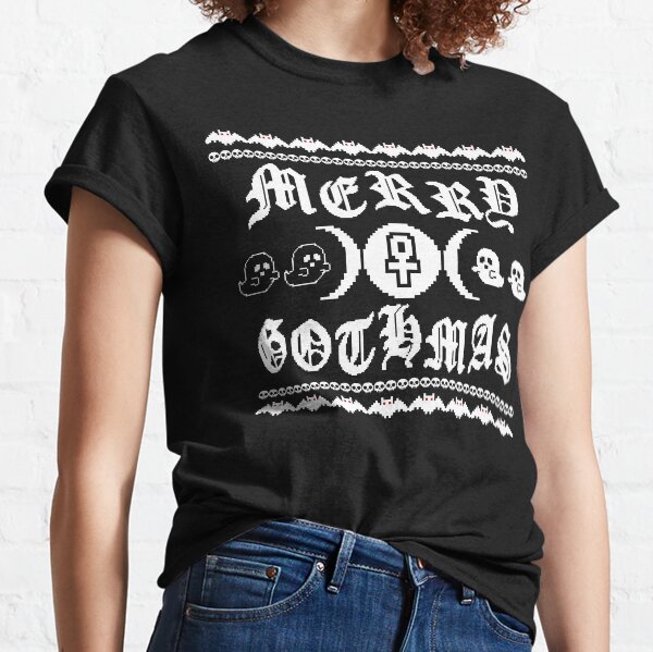 Merry Gothmas - Old Style Pixelated Goth Christmas Classic T-Shirt