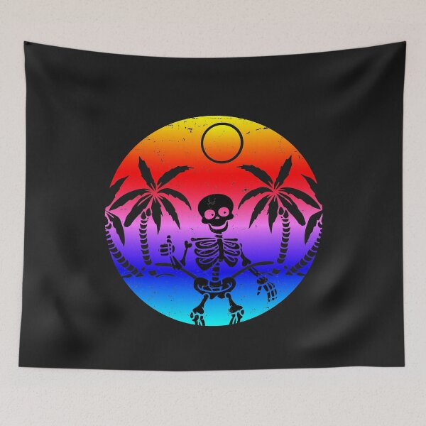 Item preview, Skeleton skull Happy sunset with palm trees designed and sold by tarek25.
