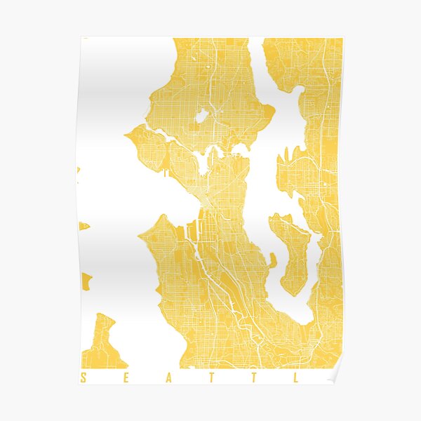 Seattle Map in Kraken Colors Poster for Sale by sanfranglasgow