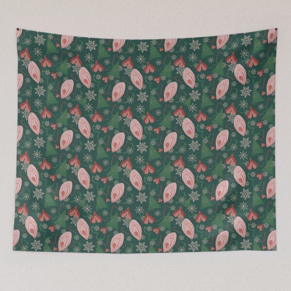 Item preview, christmas vulva pattern green designed and sold by berlinsisters.