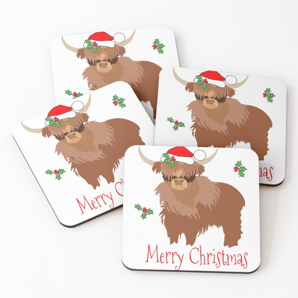Item preview, Merry Christmas from Fluffy Highland cow designed and sold by orangerinka.
