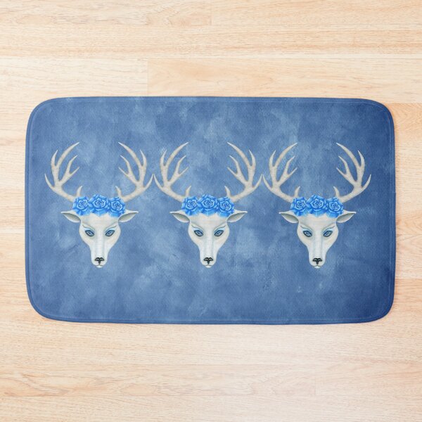 Item preview, White Fantasy Deer Head Blue Roses designed and sold by DeerSpirit.