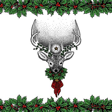 Artwork thumbnail, Yule Stag Greeting Card by NoddingViolet