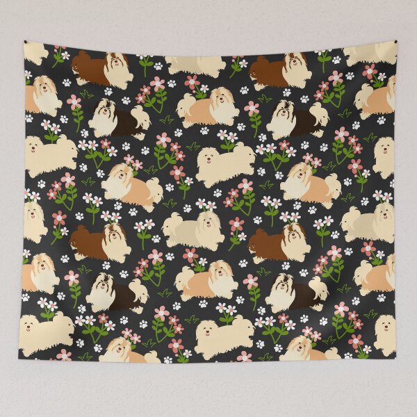 Item preview, Havanese Dog and Flowers - Black designed and sold by Lulupainting.