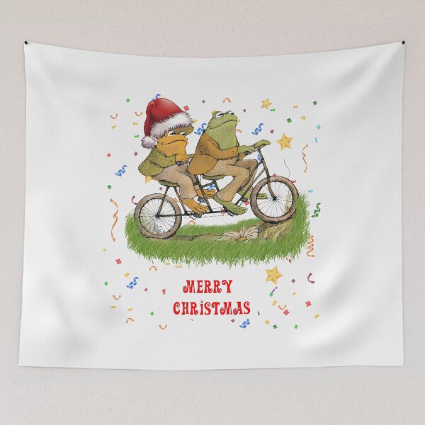 Item preview, frog and toad on the bike - Merry Christmas designed and sold by WhyNotStore.