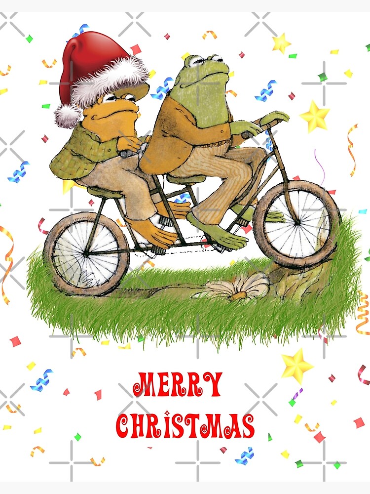 frog and toad on the bike Merry Christmas
