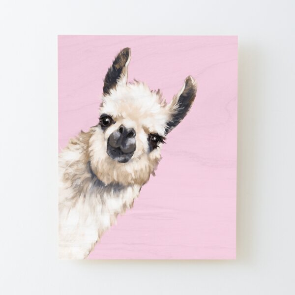 Sneaky Llama Wood Mounted Print