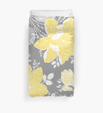 Gelb-graues Blumen-Muster Bettbezug