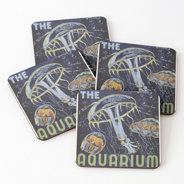 Item preview, Vintage poster - Visit the Aquarium (jellyfish version) designed and sold by DejaVuStudio.