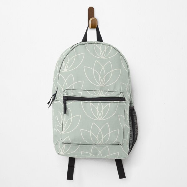 Item preview, Geometric lotus flower pattern off white on pastel green/grey designed and sold by BrankaPD.
