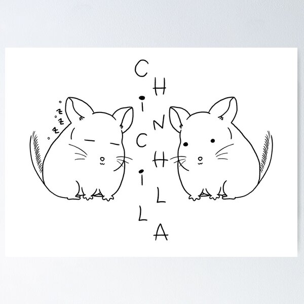 Item preview, Minimal Cute Chinchilla Logo Black White Art designed and sold by Marinaaa010.