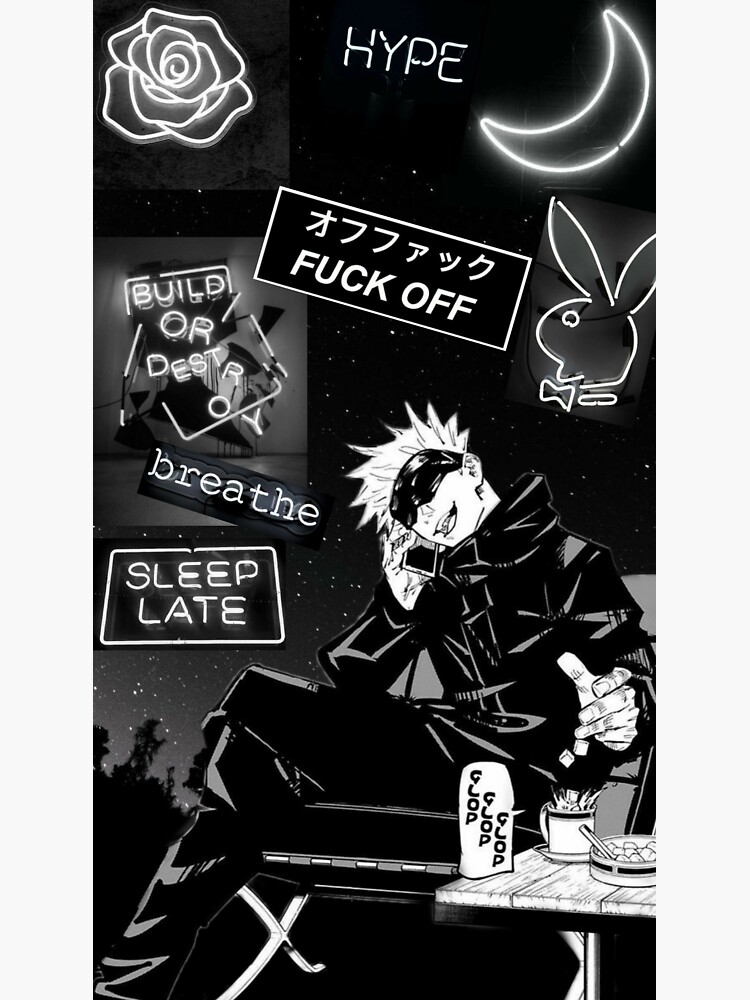 "Jujutsu kaisen | Gojo Satoru | Black and White Aesthetic " Sticker for