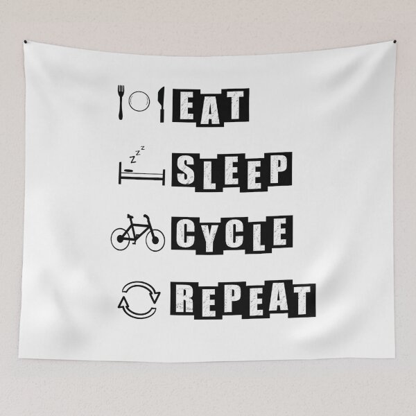 Item preview, Eat, Sleep, Cycle, Repeat- white designed and sold by BusyMonkeys.