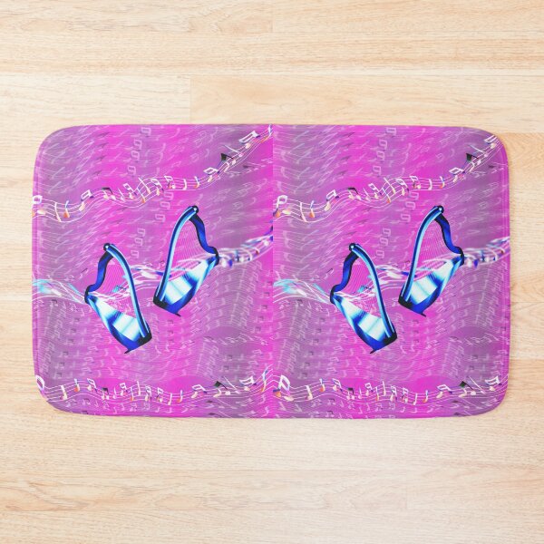 Item preview, Blue harps and abstract music on pink designed and sold by Only1helen.