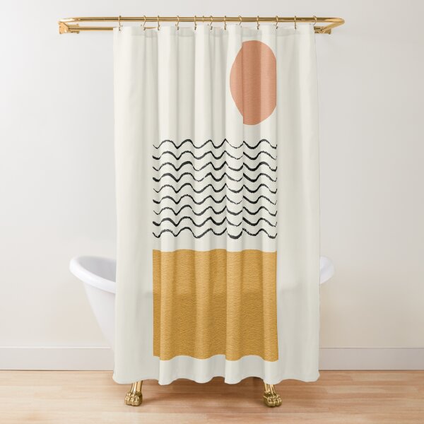 Subwest Boho Bathroom Set with Shower Curtain and Rugs Accessories, Mid  Century Sun Orange Shower Curtain for Bathroom Aesthetic Leaves Bathroom  Decor