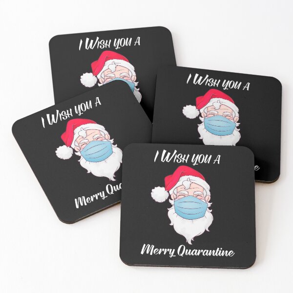 Item preview, funnySanta wearing a mask I wish you a merry quarantine 2020 Quarantined Christmas designed and sold by Linery Brand.