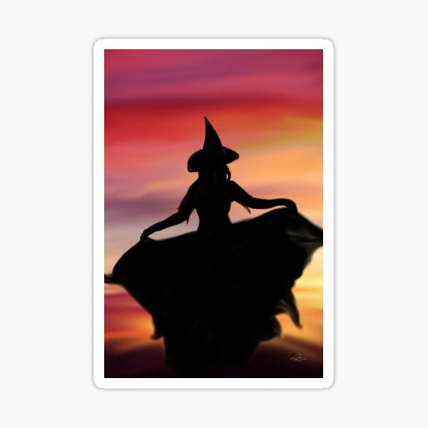Hexe bei Sonnenuntergang Sticker