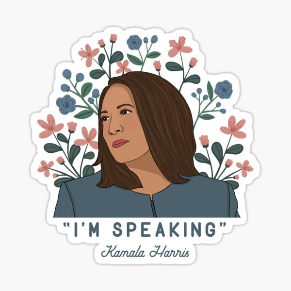 Vista previa del artículo con la obra «Kamala Harris, estoy hablando», diseñado y vendido por Heathermwiggs.